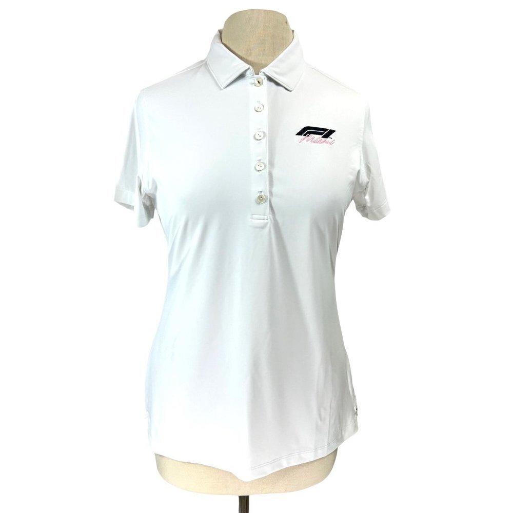 Peter Millar Polo Top Women Medium White Golf Sun Protection Knit Miami Logo
